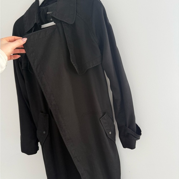 Aritzia Babaton Black Drape Front Trench Coat XS | Lightweight Spring Jacket - Picture 5 of 6